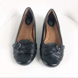 CLARKS Black Flats, Sz 7.5